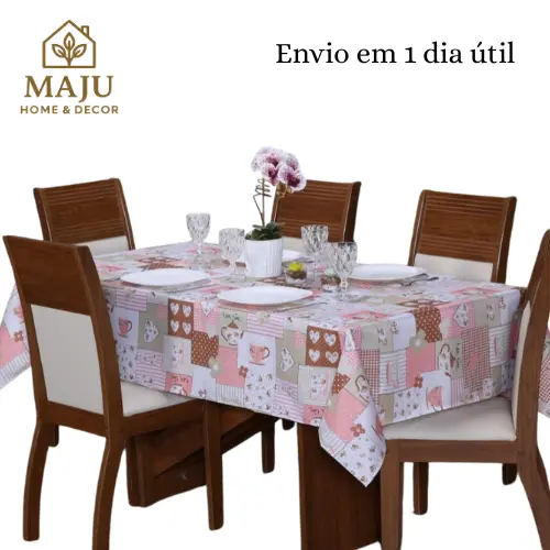 Toalha de Mesa Oxford Retangular 4, 6, 8, 10 e 12 Lugares Tecido 100% Poliéster Seca Rápido