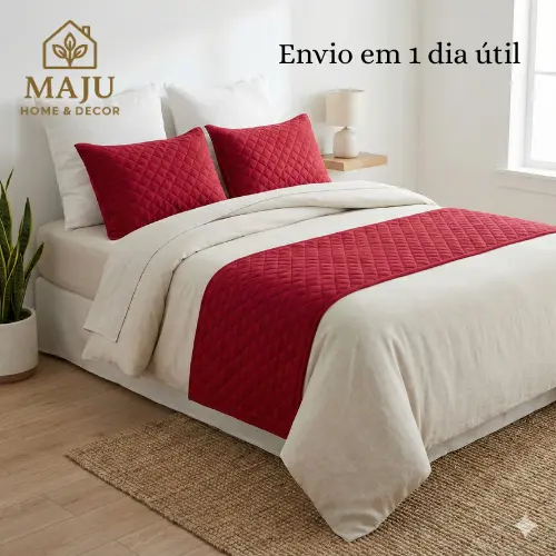 Kit Peseira de Cama Casal/Queen + 2 Porta Travesseiros Matelados Ultrassônicos Microfibra Poliéster