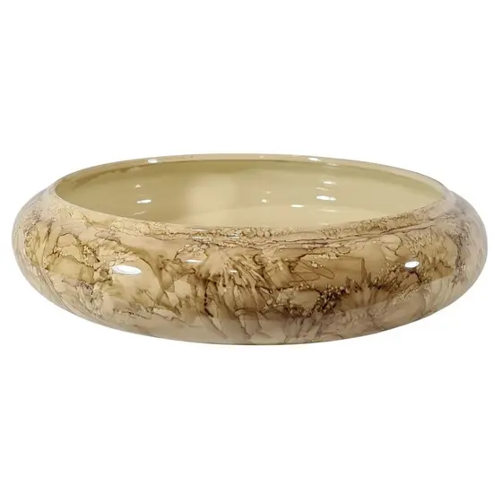 Vaso Redondo Baixo 30x8cm Para Bonsai Suculentas Cactos Rosa Do Deserto