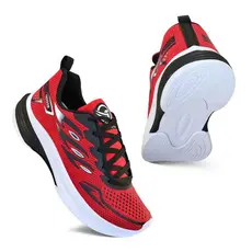 Tenis Masculino Escolar Academia Original FREEDOM Corrida Caminhada Lançamento VERMELHO e PRETO