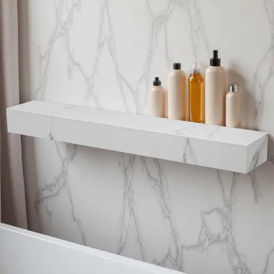 Prateleira Em Porcelanato Calacata Grey 100x15x6 Elegância Resistente Sala Banheiro Cozinha