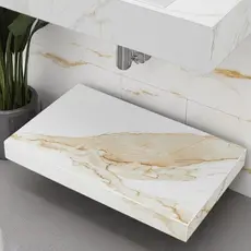 Prateleira em Porcelanato Calacata Premium Banheiro Cozinha Lavanderia Resistente 62x29x06