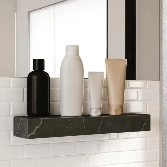 Prateleira Em Porcelanato Gran Marmi Grafite Lux Premium Resistente Sala Banheiro Cozinha 75x15x06