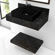 Kit Completo Bancada Cuba Sobreposta torneira Banheiro Gran Liverpool Lux em Porcelanato 62x36x11