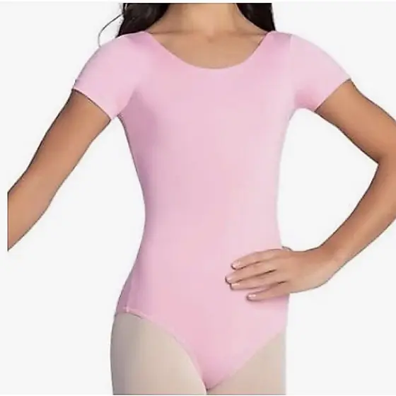 Collant De Ballet Com Manga curta/Manga/Manguinha Rosa Bebê Preto
