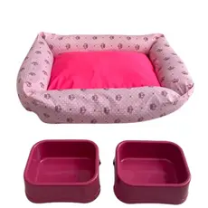 Kit Cama Fibra + 2 comedouros ou Shampoo Pet Cachorro/Gato P a G