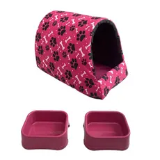 Kit Cama Iglu + 2 comedouros ou Shampoo Pet Cachorro/Gato P a G