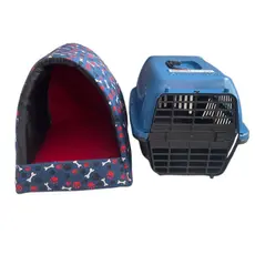Kit Cama Iglu+ Transporte Pet Cachorro/Gato P e M