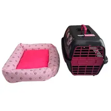 Kit Cama Fibra + Transporte Pet Cachorro/Gato P e M