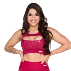 Top Fitness Feminino Poliamida com Silk e Decote Dily Animal Print Roupas para Academia