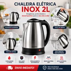FIX/STARTOOLS Chaleira Jarra Elétrica 110V ou 220V 1.8 Litros 1000W Inox Prateada