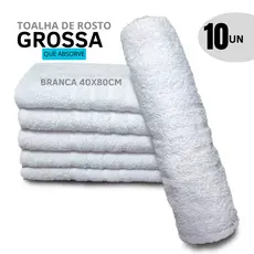 Kit 10 Toalha de Rosto Grossa Branca 45x80cm Salão de Beleza Barbearia Manicure Hotel Casa