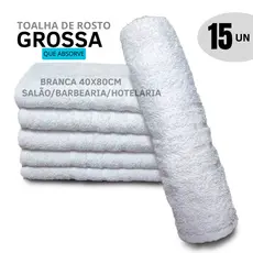 Kit 15 Toalha de Rosto Branca Grossa Grande 45x80  Alta Durabilidade Salão Barbearia Hotelaria