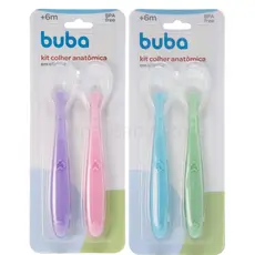 Kit 2 Colher Silicone Anatômica Buba Alimentação Bebê Papinha Introdução Alimentar