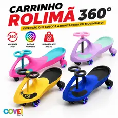 Carrinho Rolimã Até 100kg Volante 360° Rodas LED Drift Infantil Crianças Menino Menina Covei Toys
