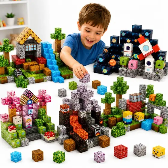 Blocos Magnéticos De Montar Cubos Montagem Construção Criativa Imã Forte Brinquedo Menino Menina
