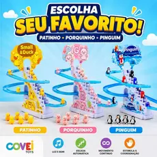 Brinquedo Escada Automática Com Música Luzes Patinhos Pinguins Porquinhos Infantil