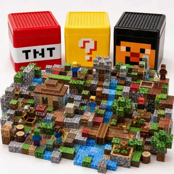 Blocos Magnéticos 180/294  + Caixa TNT Brinquedo Educativo de Montar Construção Criativa