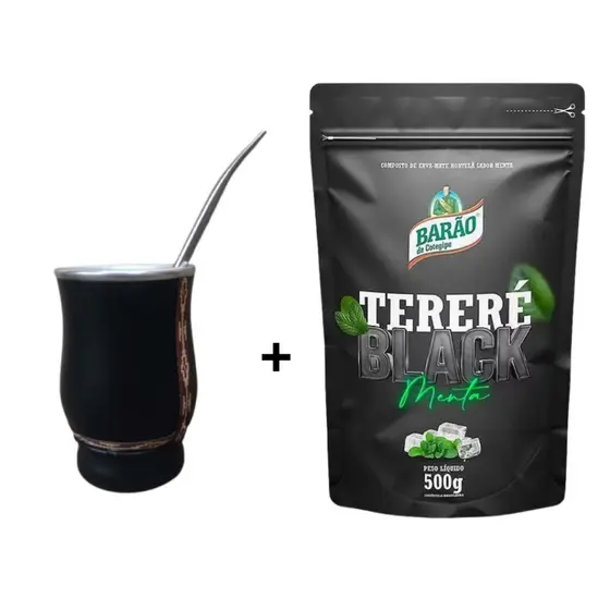 Kit tereré cuia + bomba +  Erva Barão de Cotegipe 500g