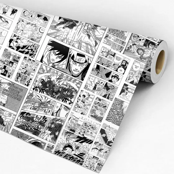 Papel De Parede Adesivo Autocolante Lavável Quarto Mangá Naruto Anime 3,00m X 0,50cm
