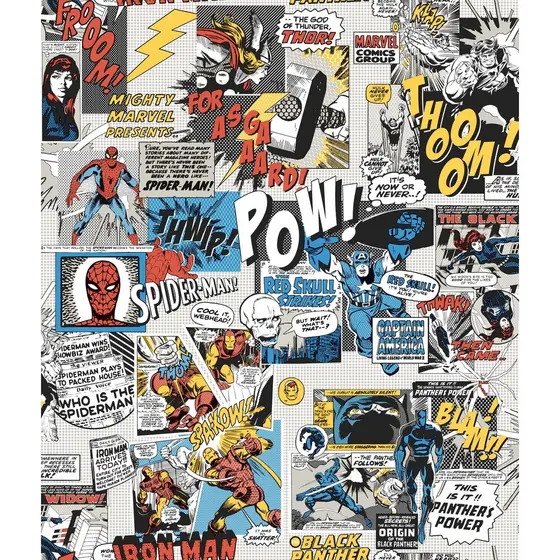 Papel de Parede adesivo Lavável Marvel Heróis Casa 3x50