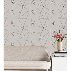Papel de Parede Gemétrico Rose 3x50 Decoração Quarto Adesivo