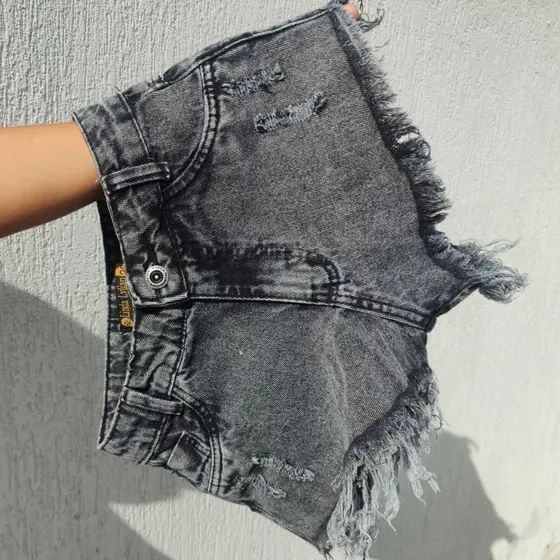 short jeans feminino cintura alta  Cor Grafitte