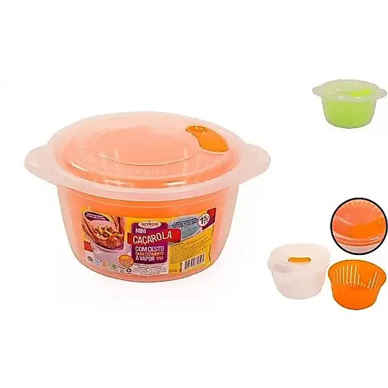 Mini Caçarola Com Cesto Para Cozimento Vapor Microondas 1,5Lts - Nitronplast