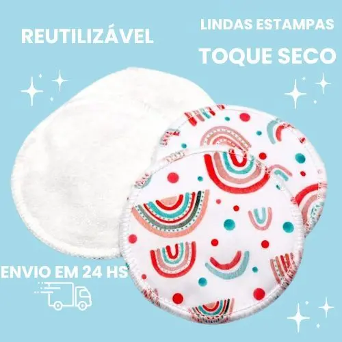 Absorvente para Seios - Reutilizável - Impermeável - Ecológico - Toque Seco