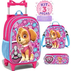 Kit Escolar Infantil Skye Rodinha Lancheira Térmica + Estojo Mochila Forro Interno - Menina - Térmica