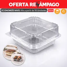 Pote Quadrado PF-641 200ml PET Transparente Doces Bolo Brigadeiro Sobremesas Atacado