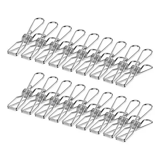 Kit 20 Pregador Inox Forte Para Roupas E Utilidades