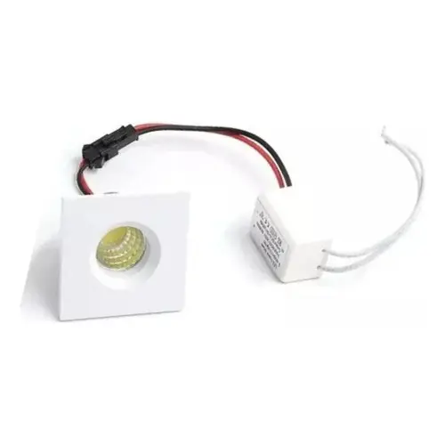 Mini Spot Led Embutir 3w Quadrado Luz Branco Quentefrio