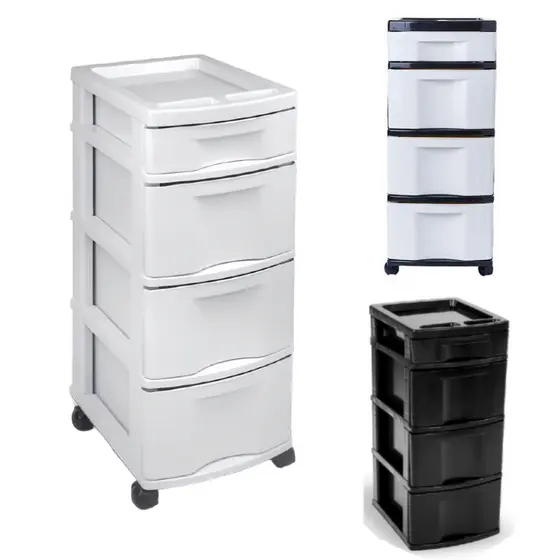 Gaveteiro Organizador Plástico 4 Gavetas Com Rodinhas