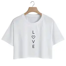 Camiseta Feminina Cropped LOVE  Malha Algodão Envio Rápido