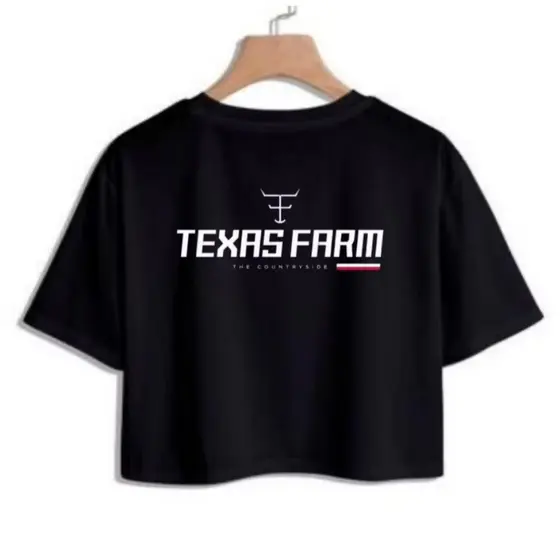 Cropped Feminino Texas Farm Country Camiseta 100% Algodão