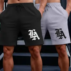 Kit 2 Bermuda Short Masculino em Moletom L .A . Academia Praia P ao G3
