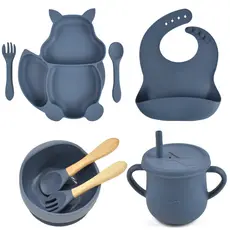 Kit Pratinho Prato Infantil Babador Talher Infantil De Silicone （Produto Promocao）！！