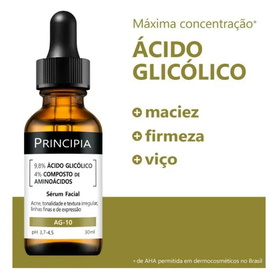 Sérum AG-10 com 9,8% de Ácido Glicólico e 4% de composição de Aminoácidos