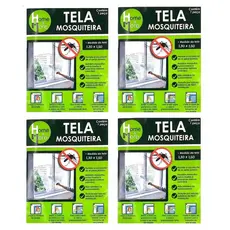 Kit com 04 Telas Mosquiteiras Janela Anti-inseto Mosquito 130x150 Fácil Instalação Fita Adesiva