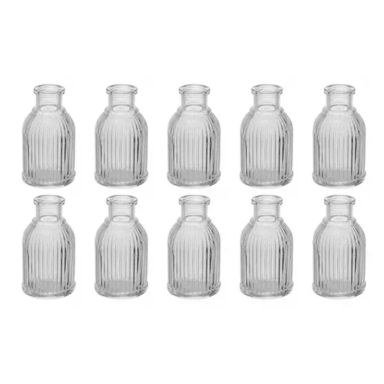 Kit 10 Mini Vaso Decorativo de Vidro 10 cm Solitário Flores Decoração Mesa