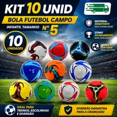 Kit 10 Bolas de Futebol Número 5 Campo Sortidas INFANTIL PARA JOGO BRINCADEIRA GINCANA ESCOLA DOAÇÃO