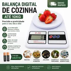 Balança Digital de Cozinha com Precisão de Até 10kg e Escala de 1 Grama para Nutrição e Dieta + PILHA