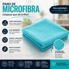 KIT 5 Panos De Microfibra Grande 60x80 40x40 Vabene Limpeza Lustra Móveis Reutilizável E Lavável