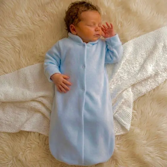 saquinho Saco De Dormir Para Bebê Com Mangas Soft Premium Azul ou Rosa Bebê
