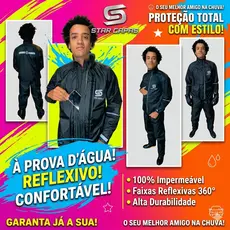 Capa de Chuva Star Capas Nylon Luxo Impermeável Original Completo Conjunto Para Viagem e Aplicativo
