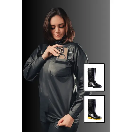 Capa de Chuva Motociclista Bravo com Bota PVC extra Longa Reforçada Impermeável