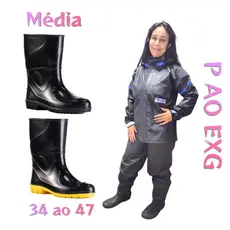 Kit Feminino Roupa de Chuva Bota Motoqueira Motociclista Ciclista Moto Resistente Polaina Galocha Impermeável Leve PVC
