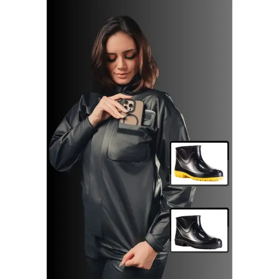 Capa de Chuva Motociclista Bravo com Bota PVC extra baixo Reforçada Impermeável