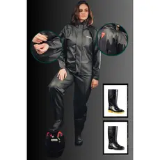 Capa de Chuva Combate Motoqueiro com Bota PVC extra Longa Impermeável Resistente